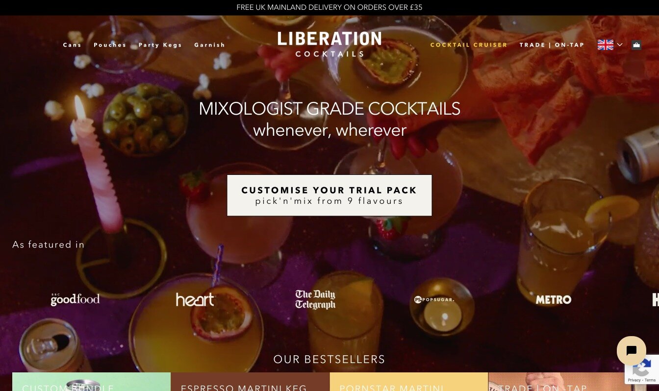 liberation cocktails web design