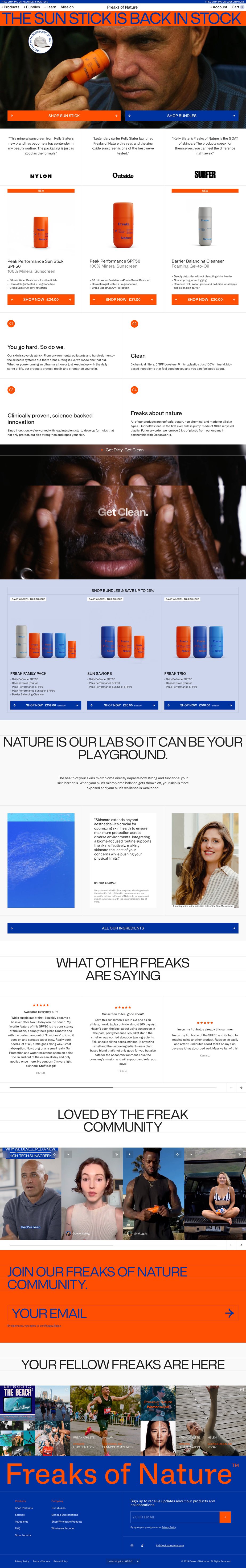 freaks of nature homepage design