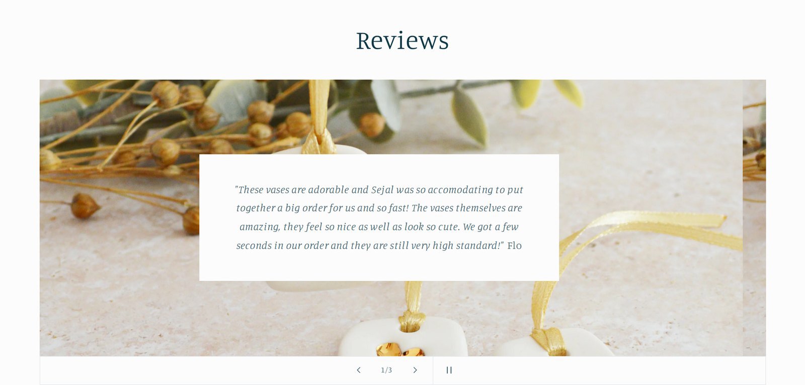 After: reviews in an animated slider over a product photo